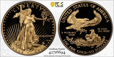1987-W $50 Gold Eagle PR69DCAM