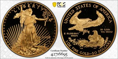 2008-W $50 Gold Eagle PR69DCAM