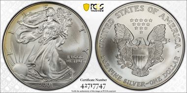2001 $1 Silver Eagle MS68