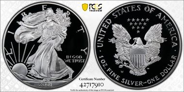 2001-W $1 Silver Eagle PR69DCAM