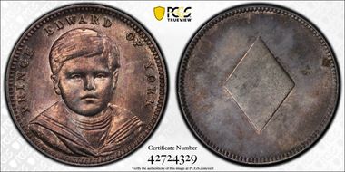 (c.1900) Token Prince Edward of York Ag Diamond - Play Money MS64