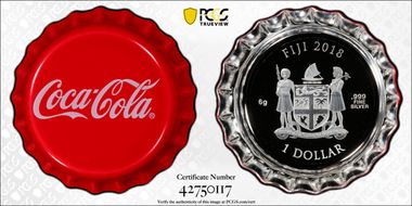 2018 $1 Coca-Cola Bottle Cap Colorized PR69DCAM