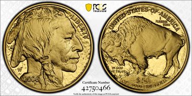 2006-W $50 American Buffalo  .9999 Fine Gold First Strike PR70DCAM