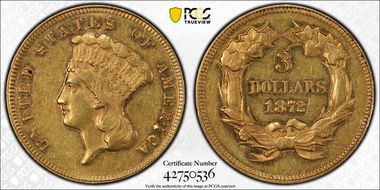 1872 $3 AU55