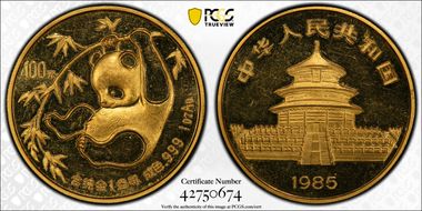 1985 100 Yn Panda Gold PAN-22A MS61