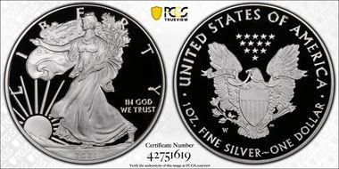 2021-W  $1 Silver Eagle - Type 1 PR70DCAM