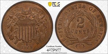1865 2C Fancy 5 MS63BN