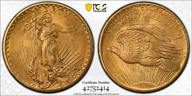 1908 $20 No Motto MS66