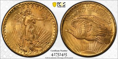 1908 $20 No Motto MS66