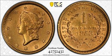 1853 G$1 AU58