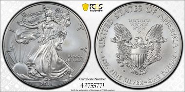 2015-W $1 Burnished Silver Eagle SP70