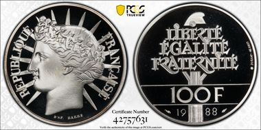 1988 100 Fr Fraternité Gad-903 PR69DCAM