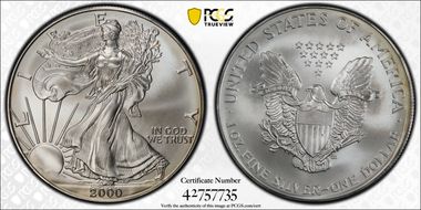 2000 $1 Silver Eagle MS69