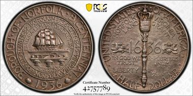 1936 50C Norfolk AU58