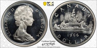 1966 S$1 Large Beads Ag PL66DCAM