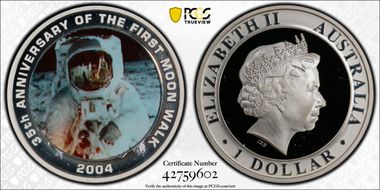 2004 $1 First Moon Walk KM-734  Ag PR69DCAM