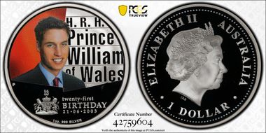 2003-P $1 Prince William 21st Birthday PR69DCAM