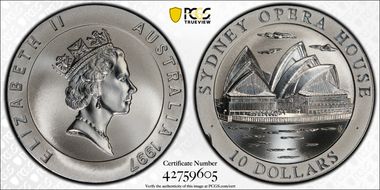 1997 $10 Opera House Matte PR69