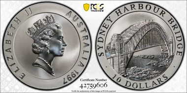 1997 $10 Harbour Bridge Matte PR70
