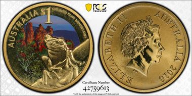2010-P $1 Greater Blue Mountains Colorized MS68
