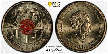 2020 $2 Firefighters Colorized MS65