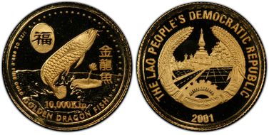 2001 10000 K Golden Dragon Fish PR70DCAM