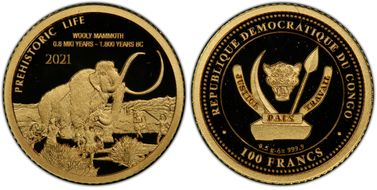 2021 100 Fr Wooly Mammoth Au Prehistoric Life PR70DCAM
