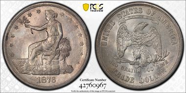 1876-S T$1 AU58