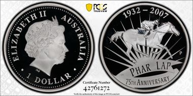 2007-P $1 Death of Phar Lap 75th Anniversary PR69DCAM