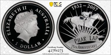 2007-P $1 Death of Phar Lap 75th Anniversary PR69DCAM