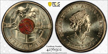 2020 $2 Firefighters Colorized MS65