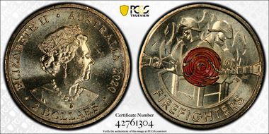 2020 $2 Firefighters Colorized MS65