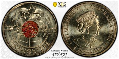 2020 $2 Firefighters Colorized MS65