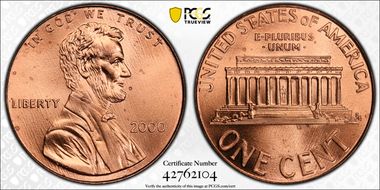 2000 1C "Cheerios" Cent MS67RD