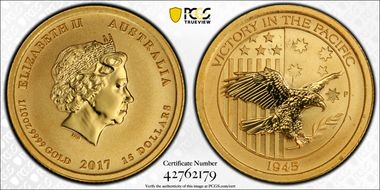 2017-P $15 Victory in the Pacific 1/10oz Au MS68
