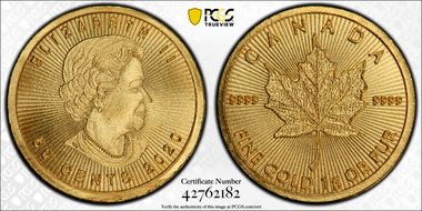 2020 50C Maple Leaf 1g Au MS70