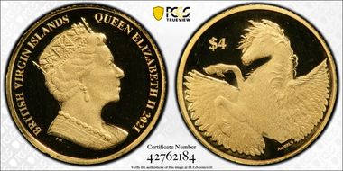 2021 $4 Pegasus Au 1/2g PR70