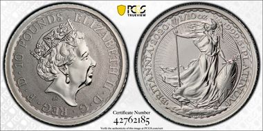 2020 £10 Britannia 1/10oz Pt MS69