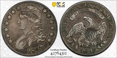 1827 50C Square Base 2 VF35