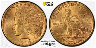 1909-S $10 MS62+