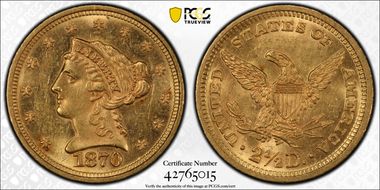 1870 $2.50 MS63