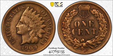 1909-S 1C Indian N1BN