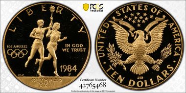 1984-P $10 Olympic PR68DCAM