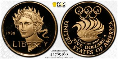 1988-W $5 Olympic PR69DCAM