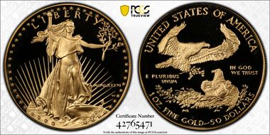 1986-W $50 Gold Eagle PR69DCAM