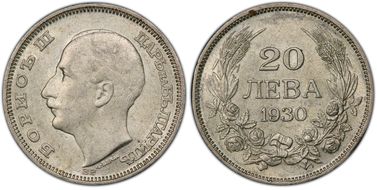 1930-BP 20 Leva KM-41  Ag AU58