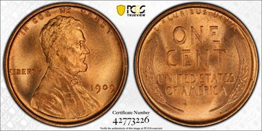 1909 1C Lincoln MS66+ RD