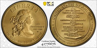 2007-W $10 Jefferson's Liberty MS69