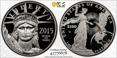 2015-W $100 Statue of Liberty PR70DCAM