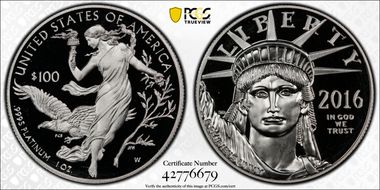 2016-W $100 Statue of Liberty PR70DCAM